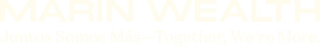 Marin Wealth logo with extended tagline on ivory background.