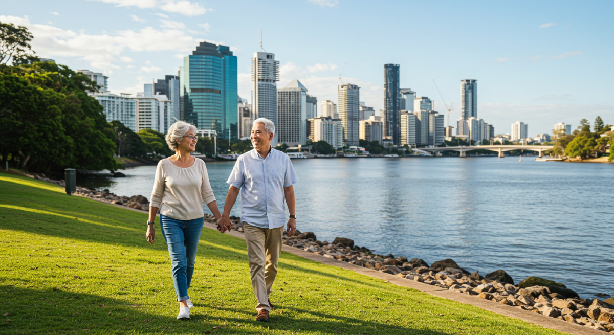 Retired couple enjoying Brisbane lifestyle after exiting workforce early